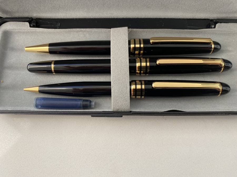 Pen Set Gold Plated & Black Set of 3 Pens Ball Point, Fountain Pen & Pencil Set #ML679 R595.00