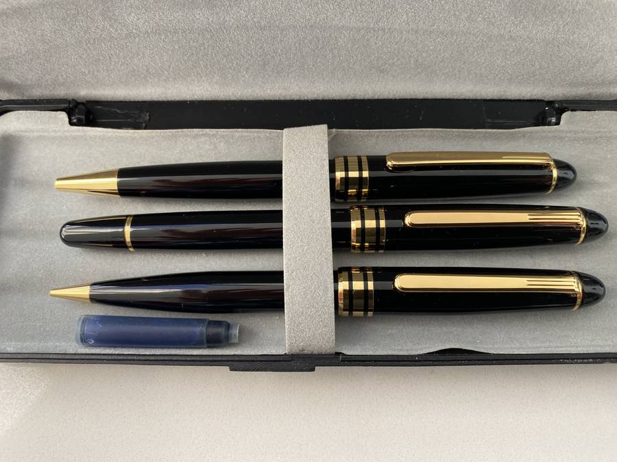 Pen Set Gold Plated & Black Set of 3 Pens Ball Point, Fountain Pen & Pencil Set #ML679 R595.00