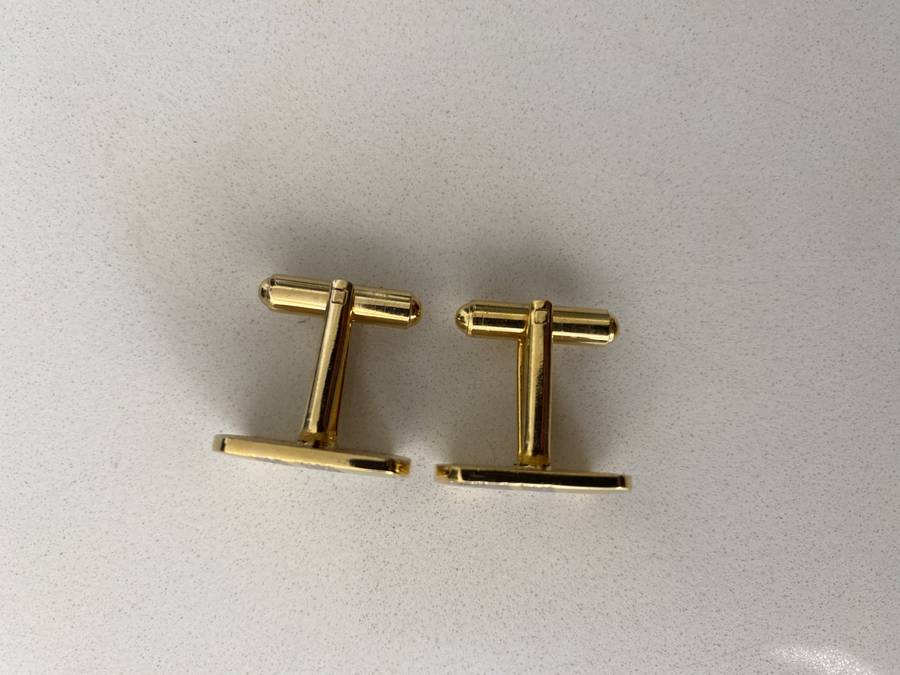 Cuff Links - Silver Textured Strips. Gold Plated #ML688
