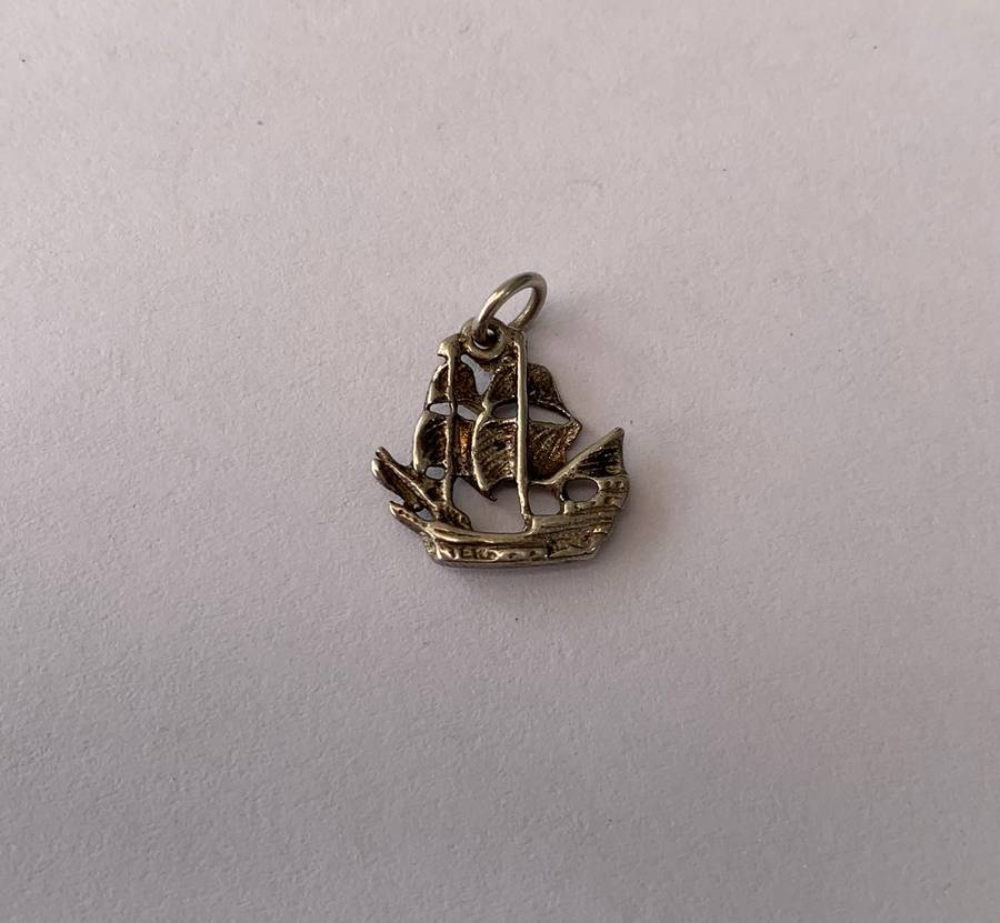 Silver Olde World Ship Charm