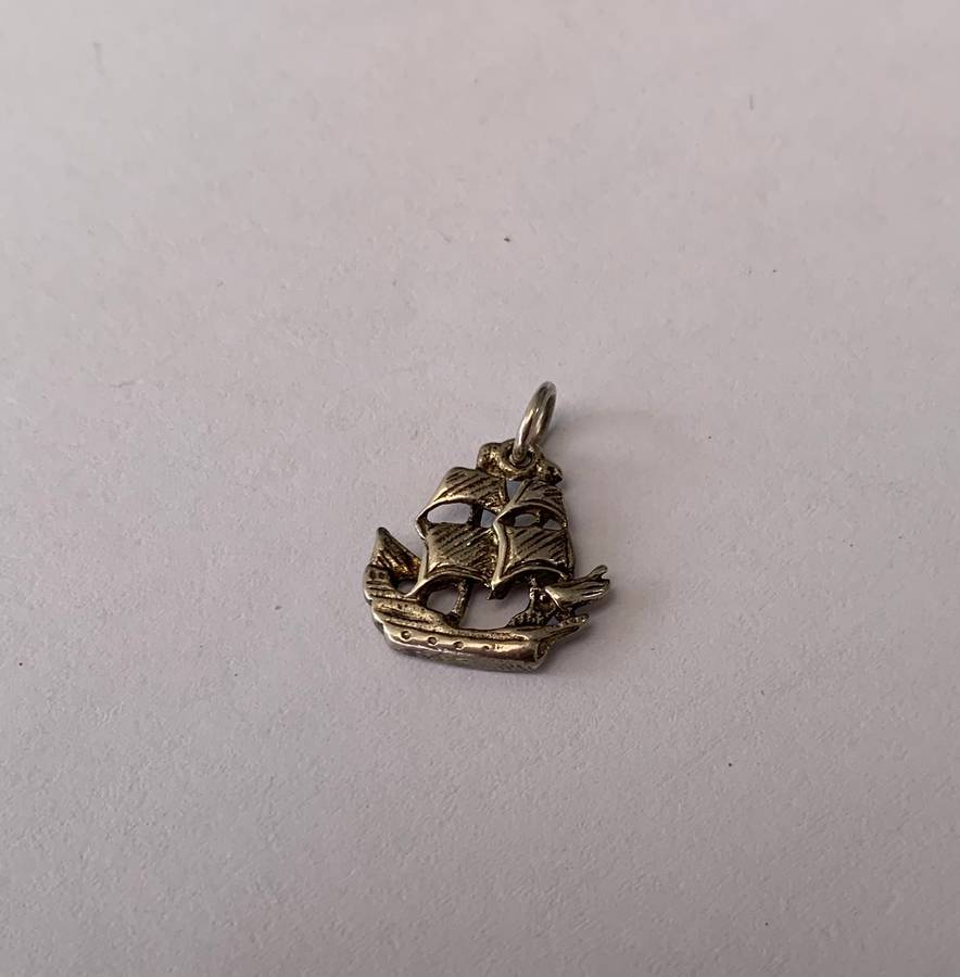 Silver Olde World Ship Charm