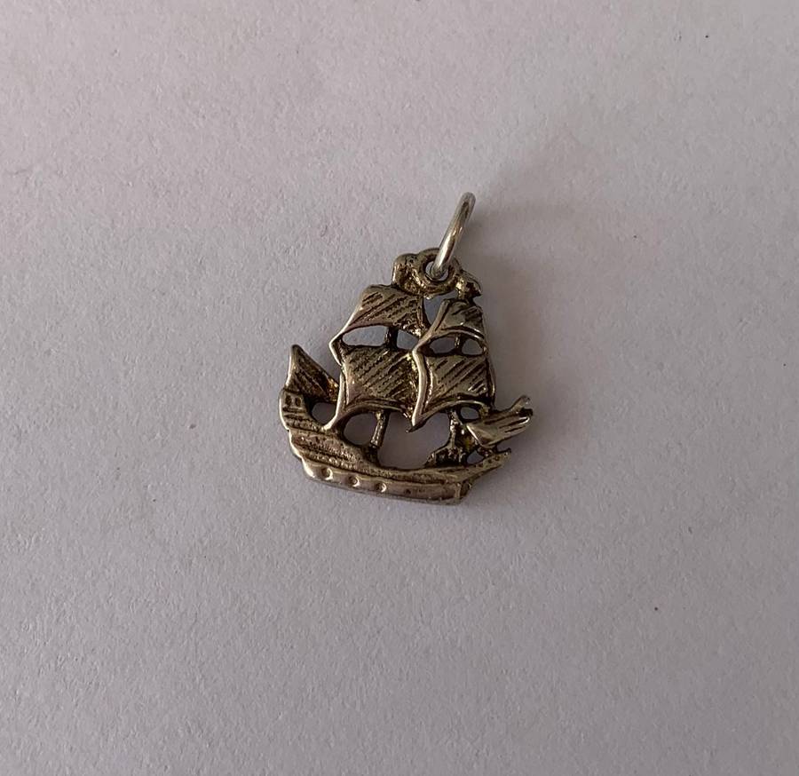 Silver Olde World Ship Charm