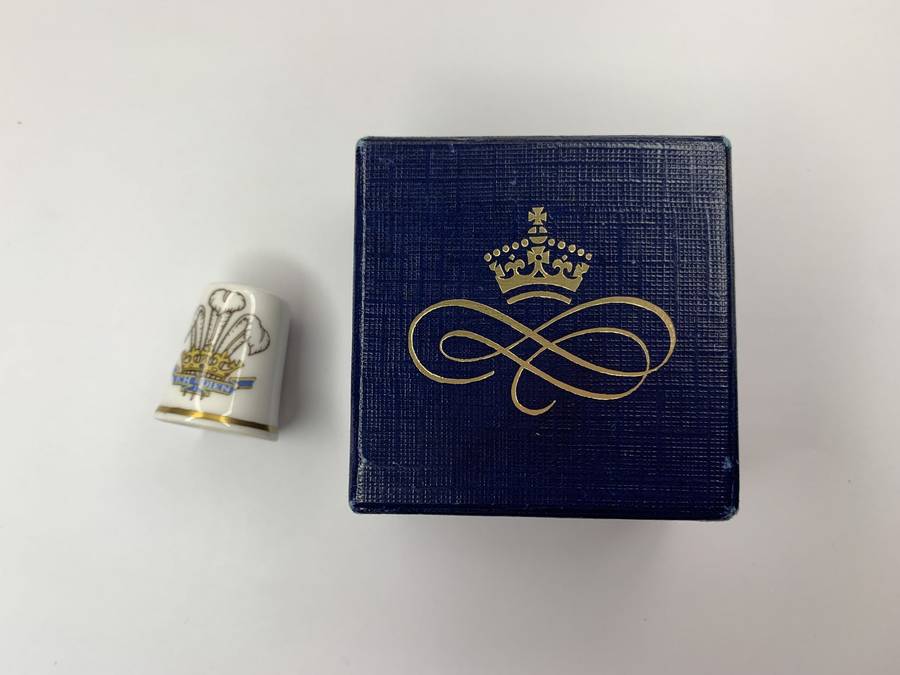 Antiques and Collectibles - Porcelain Thimble - Royal Worcester Commemorative Thimble on the Marr...