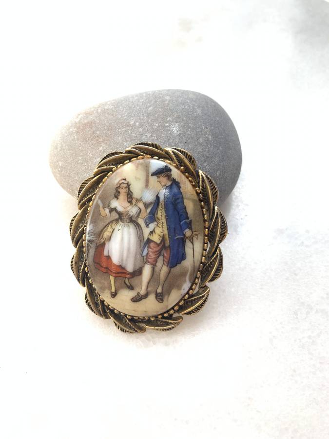 Antique Hand Painted Porcelain Brooch Set In Gilt Metal Frame #ML767 R999.00 Dimensions: 40mmx50mm