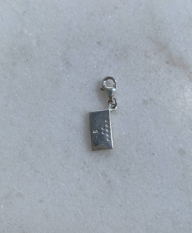 925 Silver Envelope Charm With White Coloured Pave Style Stone on Sealing Flap and dot detail on ...