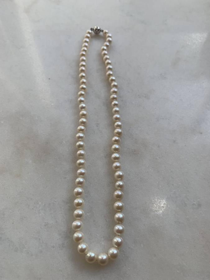 Pearl Necklace With Silver Ball Clasp