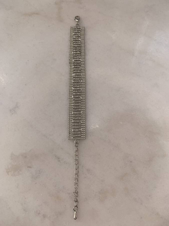 Silver Colour Bracelet With Strands of Faux White Gems With Silver Coloured Chain #ML873 | Dimens...