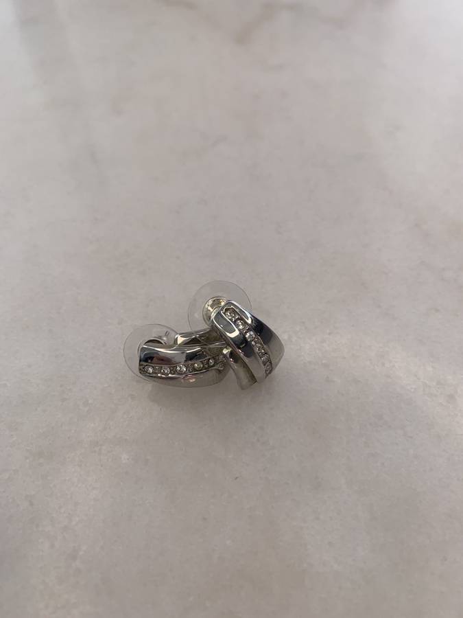 Silver Colour Earrings With Diamante #ML908 R245.00 | Dimensions: 10mm x 17mm