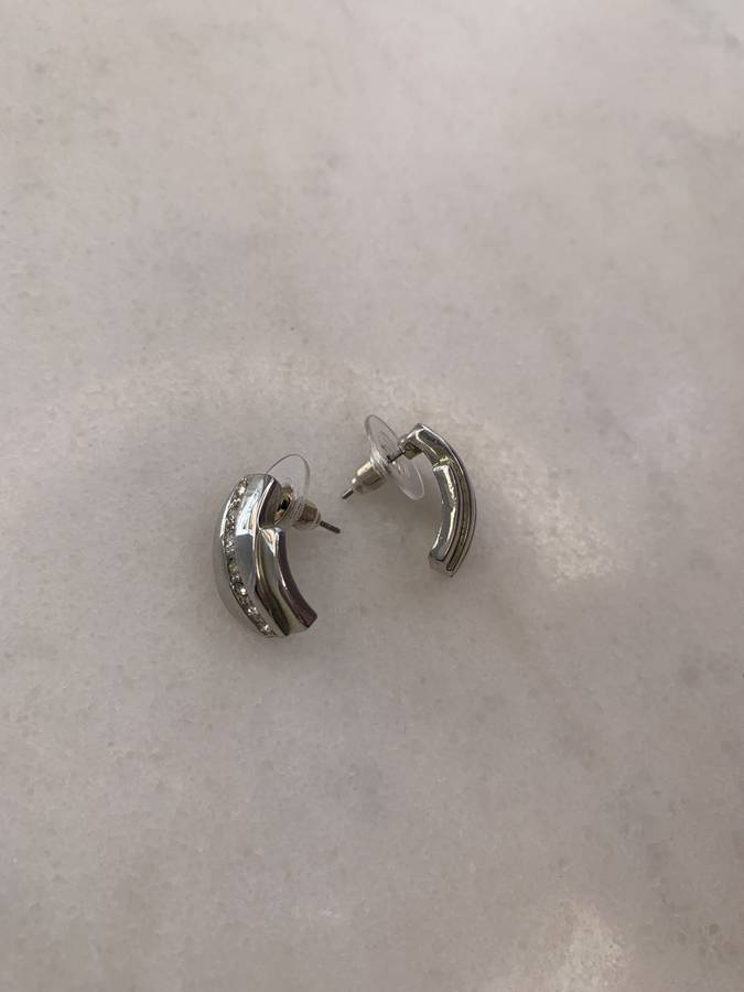 Silver Colour Earrings With Diamante #ML908 R245.00 | Dimensions: 10mm x 17mm
