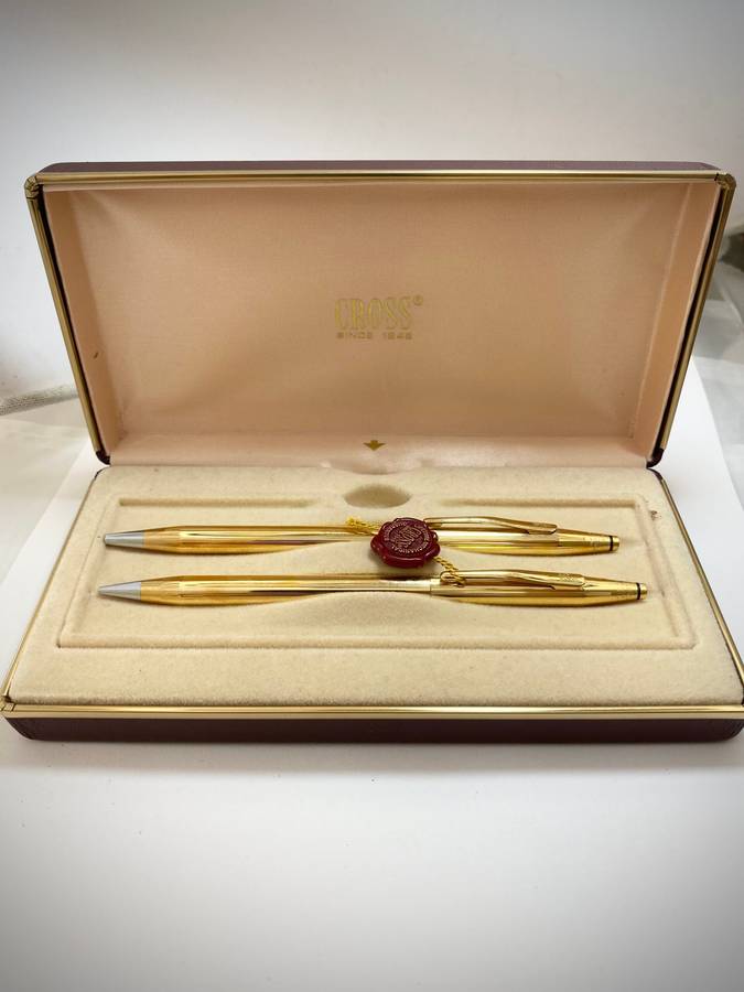 Pen Set - Cross Branded. 1/20 18KT Rolled Gold. Made In Ireland. In Original Box. #ML1193