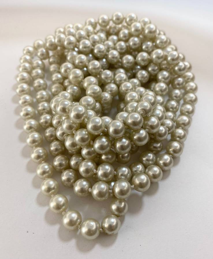 2 x Long Faux Pearl Necklaces, light champagne colour #ML1195 245.00 | Dimensions: 600mm each