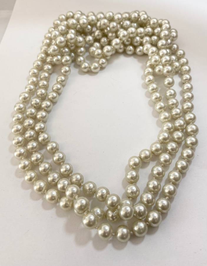 2 x Long Faux Pearl Necklaces, light champagne colour #ML1195 245.00 | Dimensions: 600mm each