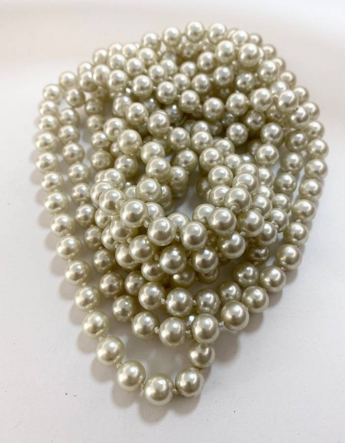 2 x Long Faux Pearl Necklaces, light champagne colour #ML1195 245.00 | Dimensions: 600mm each
