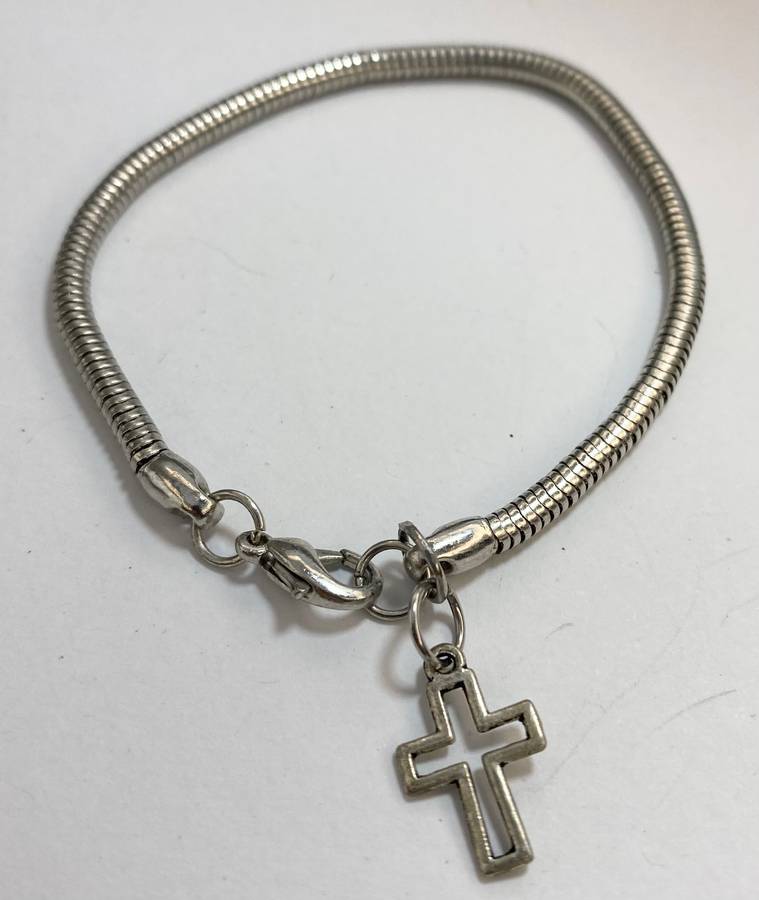 Bracelet - Snake Chain With Cross. Silver Colour #ML1214 R350.00 | Dimensions: Bracelet is 185mm,...