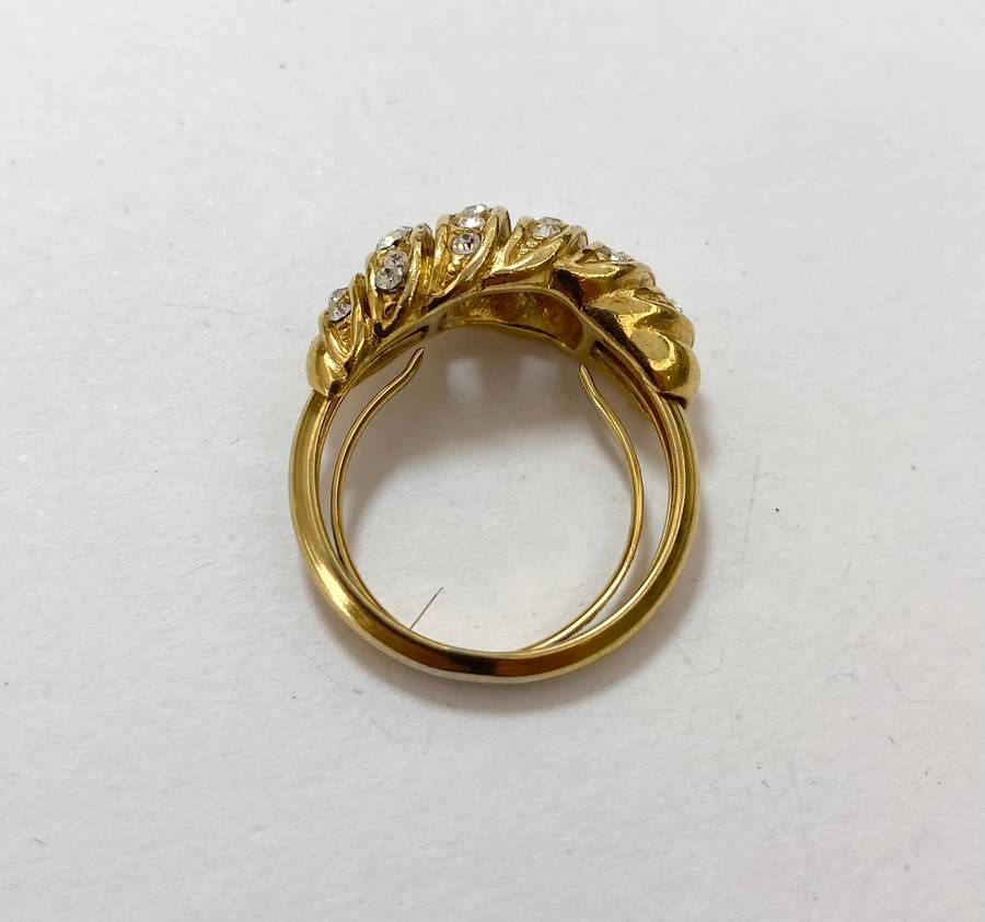 Ring - Wrapped With Diamante. Gold Coloured #ML1222