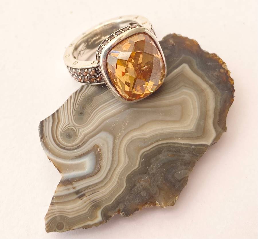 Set - Thomas Sabo Pendant and Ring. Imperial Topaz Stones. All 925 Silver, Stamped and Marked #ML...