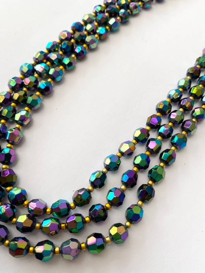 Necklace - Vintage Chromatic Beads With Gold Colour Clasp #ML1447
