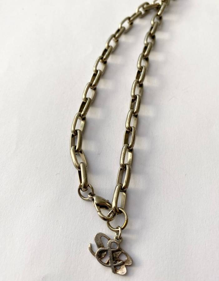 Necklace - Large Heavy Chain With Large Pendants: Celtic Cross, Teardrop Clear Stone, Teardrop Si...
