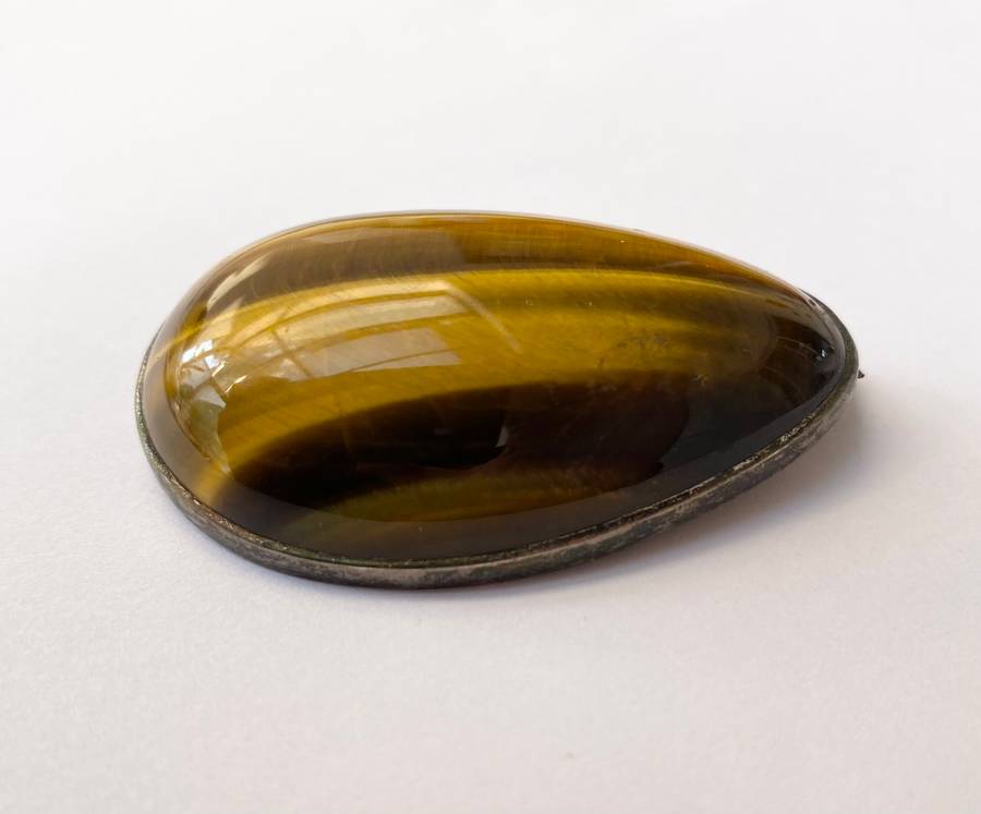 Pendant - Combination Pendant/Brooch. Oval Tigers Eye With Silver Surround #ML1581