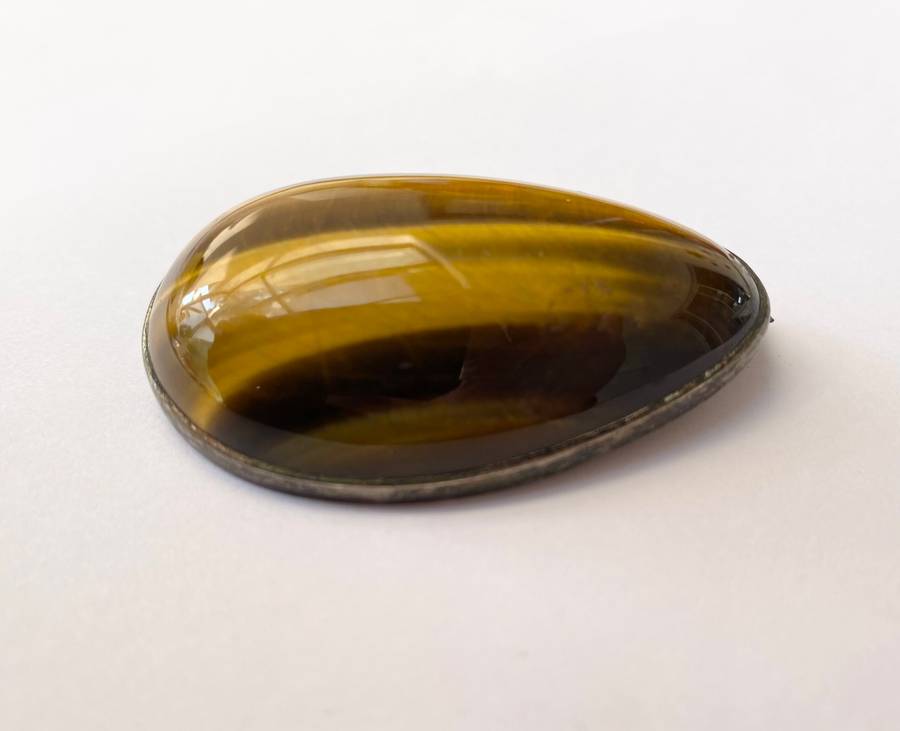 Pendant - Combination Pendant/Brooch. Oval Tigers Eye With Silver Surround #ML1581