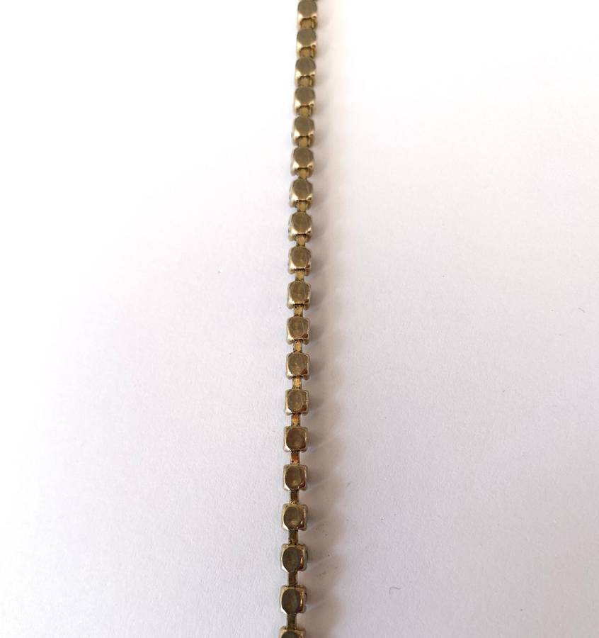 Bracelet - Tennis Style Chain With Green Stones. Gold Plated #ML1594
