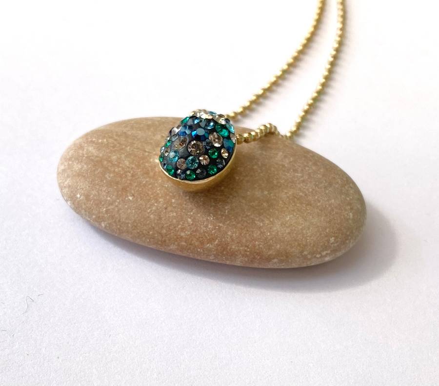 Set - Swarovski Necklace and Earrings. Pear Shaped Studs and Pendant on Chain. Coloured Crystals ...
