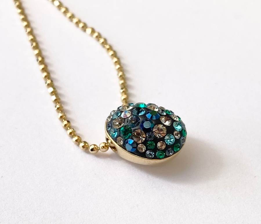 Set - Swarovski Necklace and Earrings. Pear Shaped Studs and Pendant on Chain. Coloured Crystals ...
