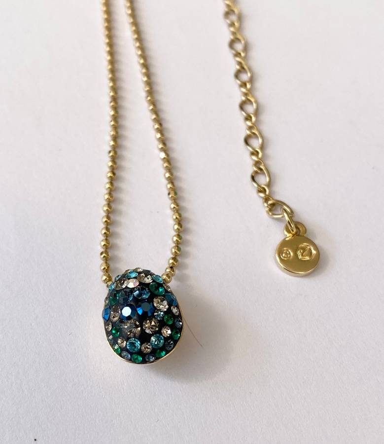 Set - Swarovski Necklace and Earrings. Pear Shaped Studs and Pendant on Chain. Coloured Crystals ...