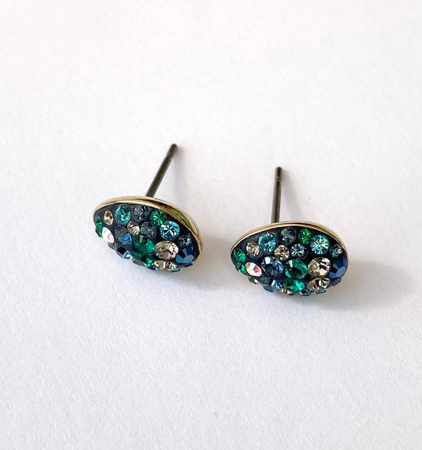 Set - Swarovski Necklace and Earrings. Pear Shaped Studs and Pendant on Chain. Coloured Crystals ...