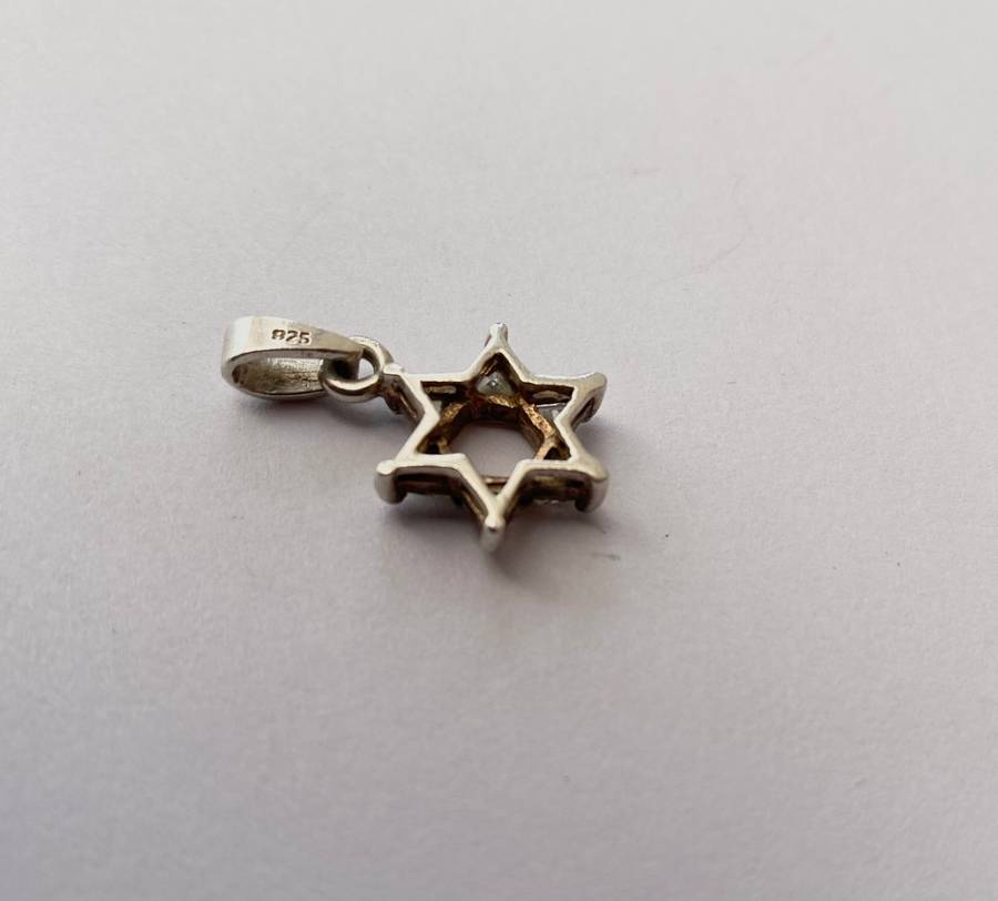 Pendant - 925 Silver Star of David (Magen David) with small triangular stones in each point #ML1625