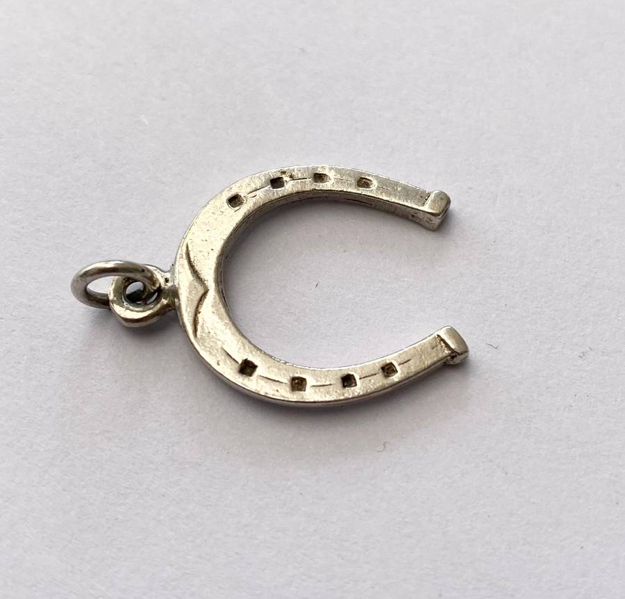 Pendant - Silver Horseshoe. Silver Stamp and Flower Stamp #ML1630