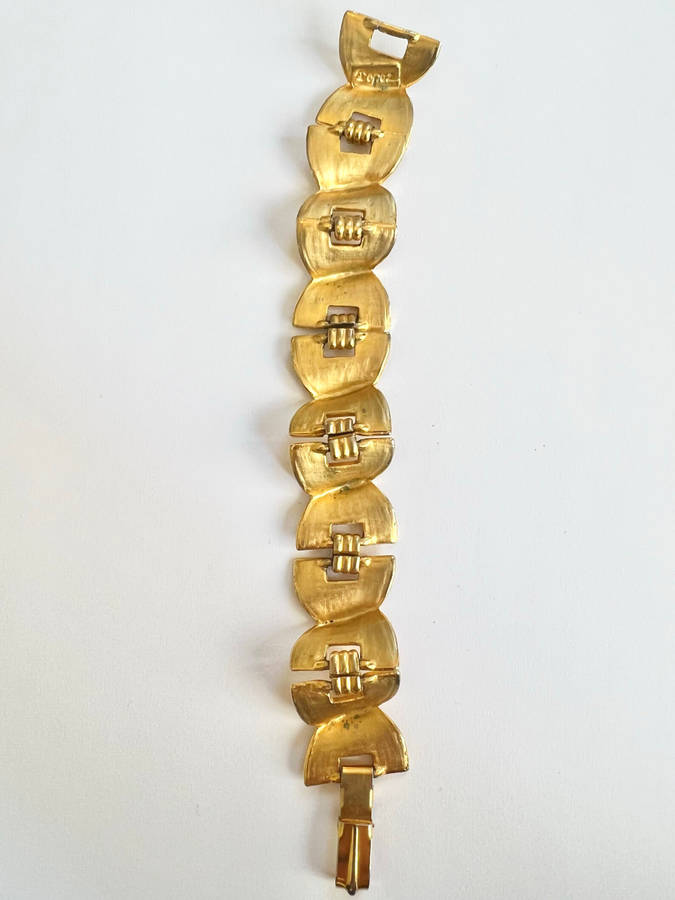 Bracelet - Chunky Gold Tone Bracelet With Links With "Topez" Stamped ML1711