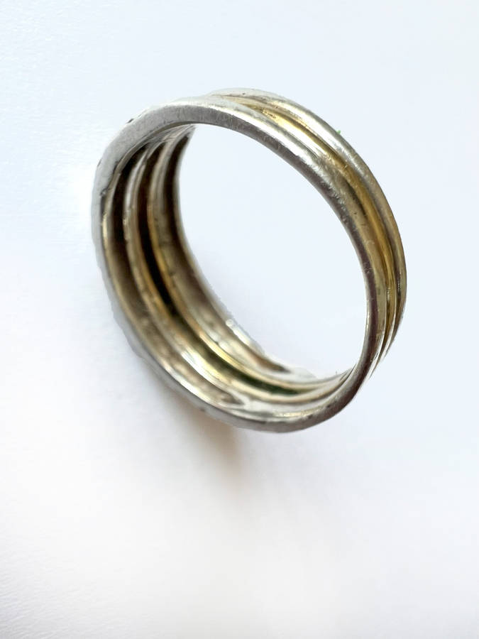 Ring - 925 Silver Frame and 9ct Gold Band in Centre ML1792