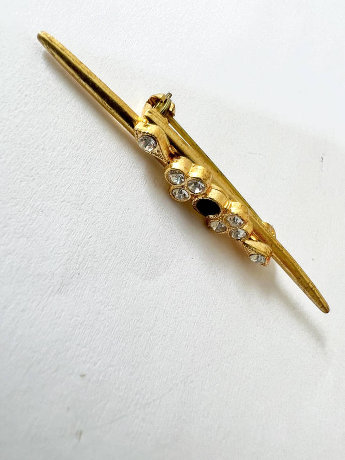 Brooch - Pin Design Slim with Shiny Beads and Black Centre Bead ML1815
