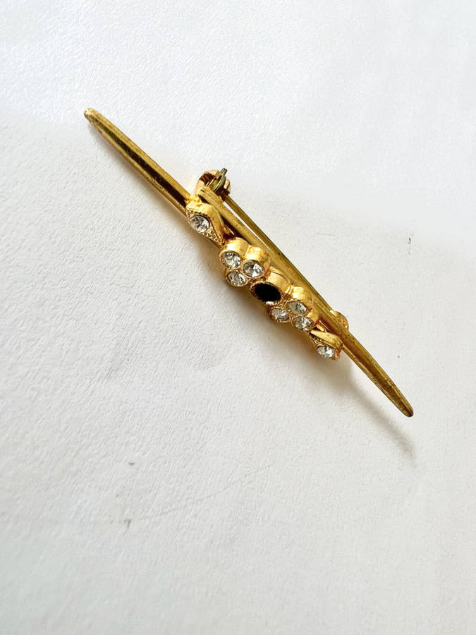Brooch - Pin Design Slim with Shiny Beads and Black Centre Bead ML1815