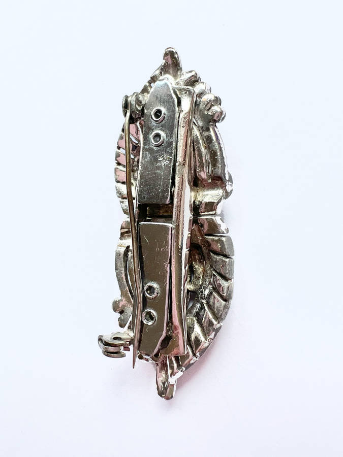 Brooch - Vintage Marcasite Combination Silver Tone. Unusual Design ML1838