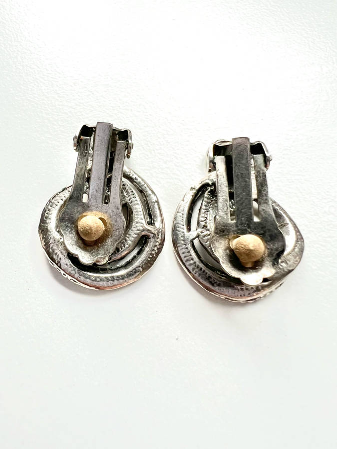 Earrings - Silver Tone Vintage Marcasite Clip Ons ML1861