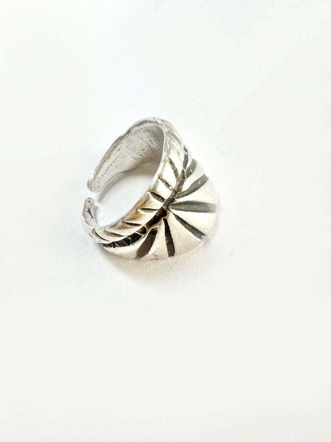 Ring - Silver Tone Wide Band. Rope Effect Design ML1886