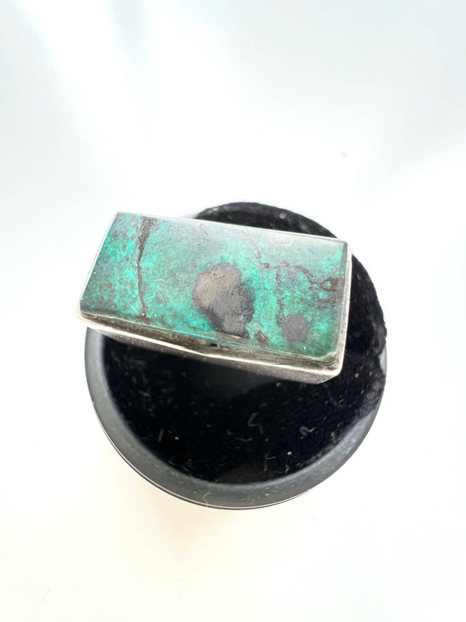 Ring - Vintage Designed. 925 Silver Finland Malacite Gemstone ML1960