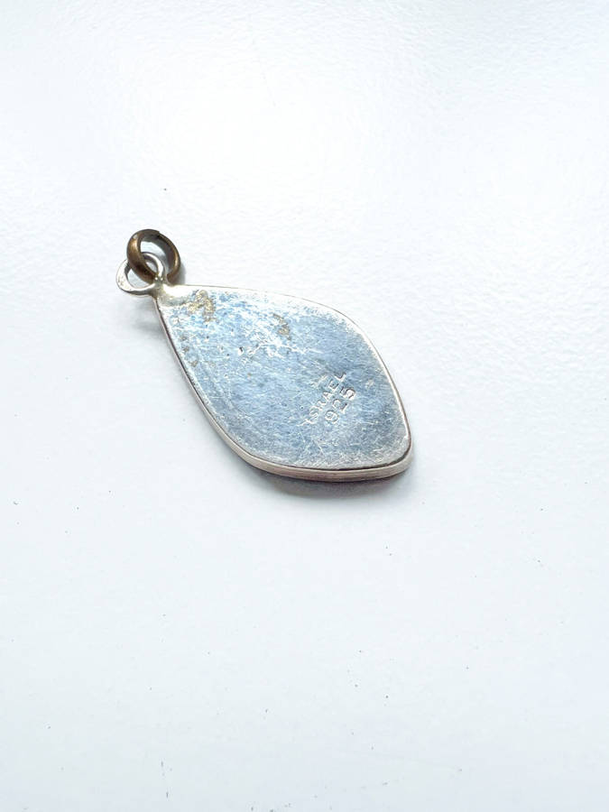 Pendant - Vintage Pendant . Israel Silver 925 Mosaic Design with Mother of Pearl ML1994