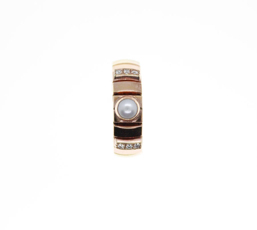 Ring - Fashion Bronze Tone Stretch, 6 Diamantes with Centre Faux Pearl, Stamped Nomination - ML2372