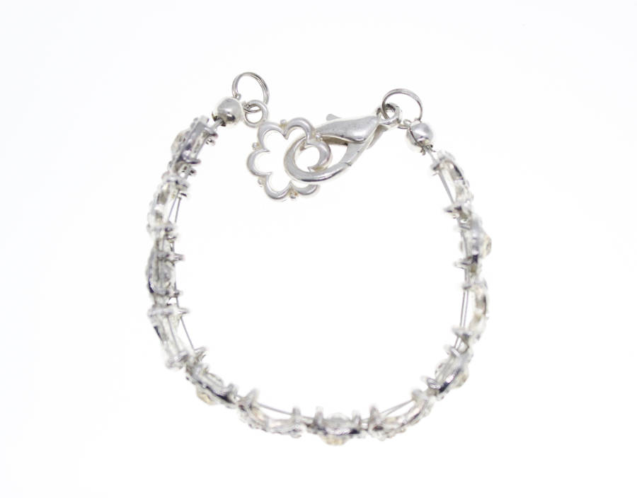 Bracelet - Silver Tone Noughts and Crosses Bracelet with Diamantes - ML2407