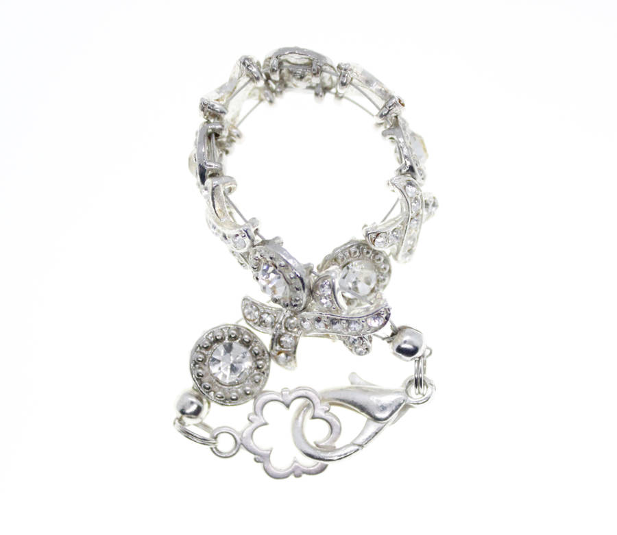 Bracelet - Silver Tone Noughts and Crosses Bracelet with Diamantes - ML2407