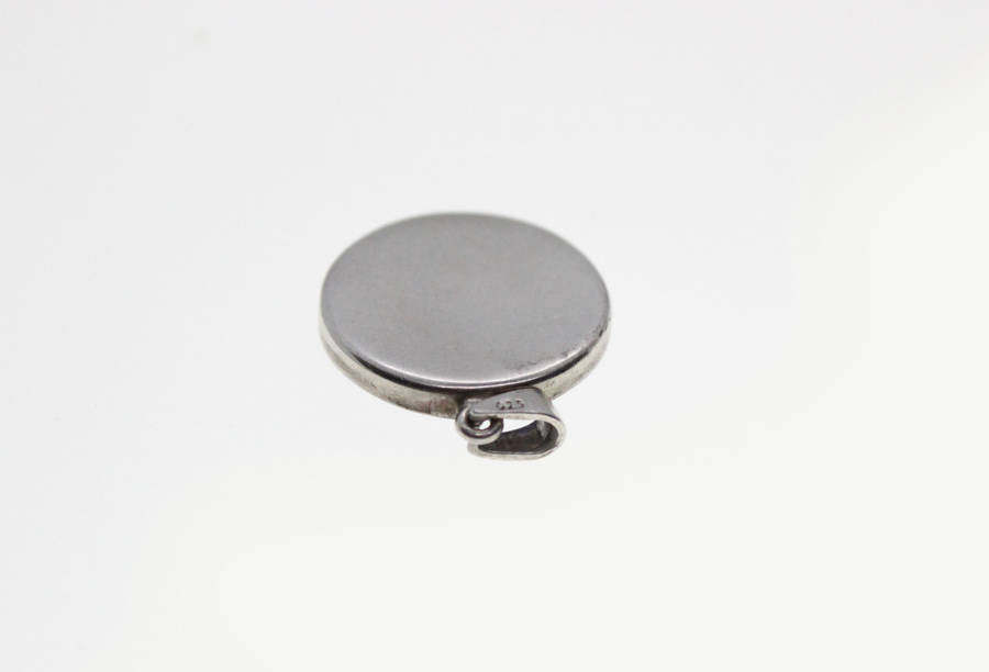 Pendant - 925 Silver Circle Pendant with Clear and Blue Stones Surrounding the Evil Eye - ML2535