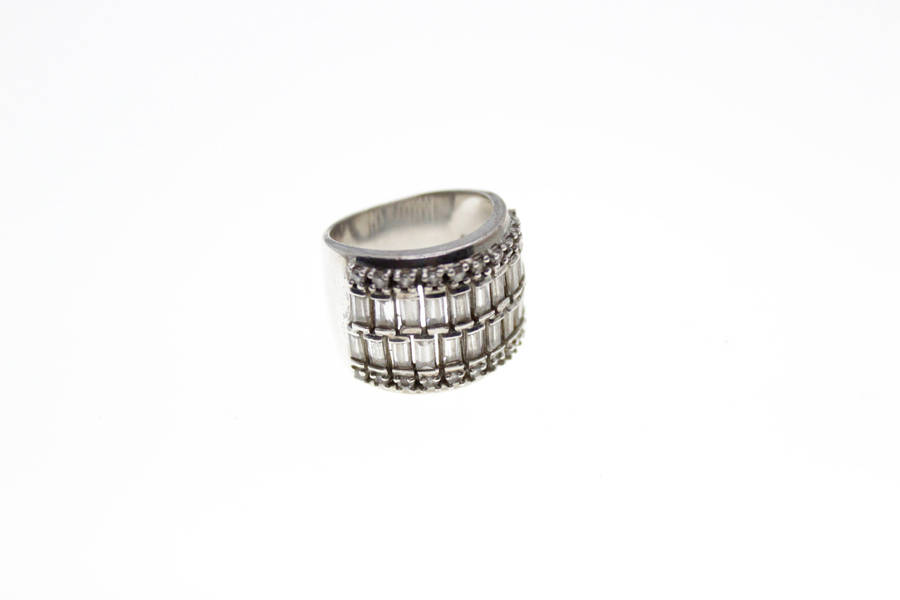 Ring - 925 Silver Ring with Rectangular and Small Diamantes - ML2549