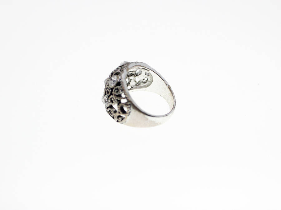 Ring - Fashion Silver Colour with White Round Stones - ML2564