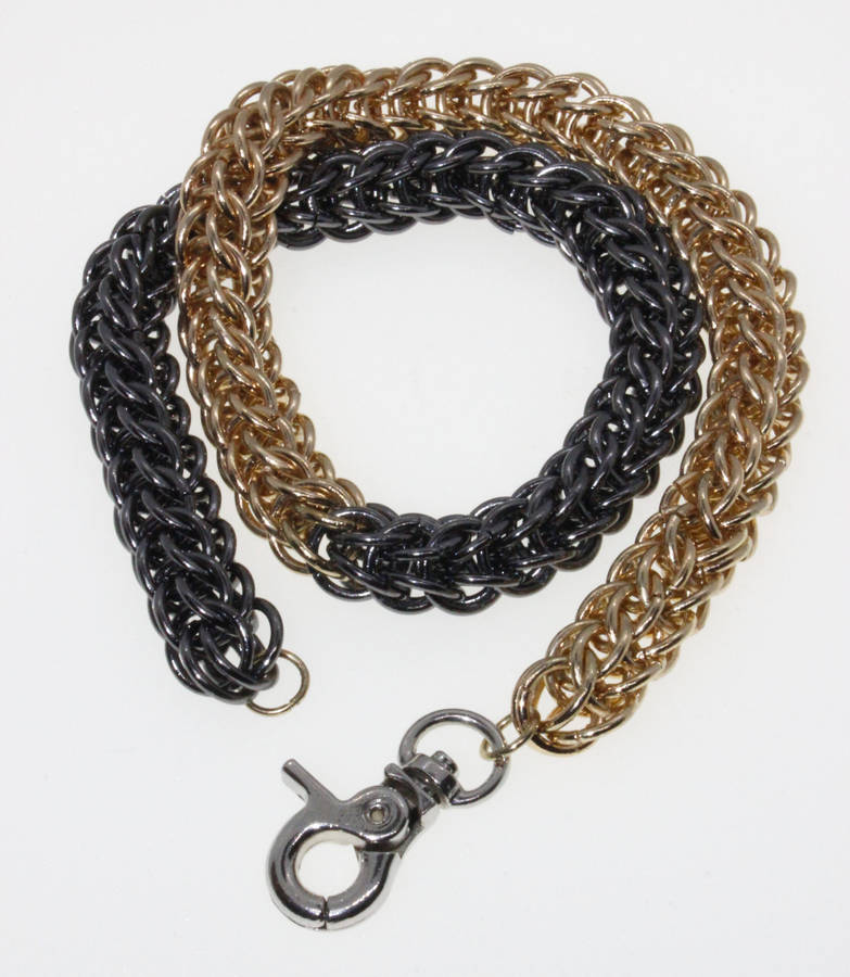 Necklace - Fashion Charcoal and Gold Tone Chain Style Necklace with Silver Tone Clasp - ML2635