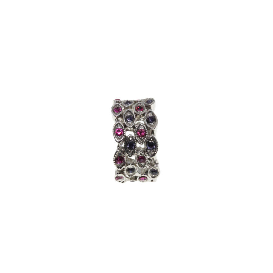 Ring - Silver Tone with Pink and Purple Rhinestones - ML2745