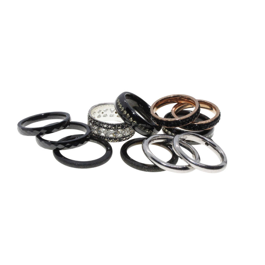 Ring - Gold and Silver Tone Diamante Assorted Rings. 11 Rings - ML2784