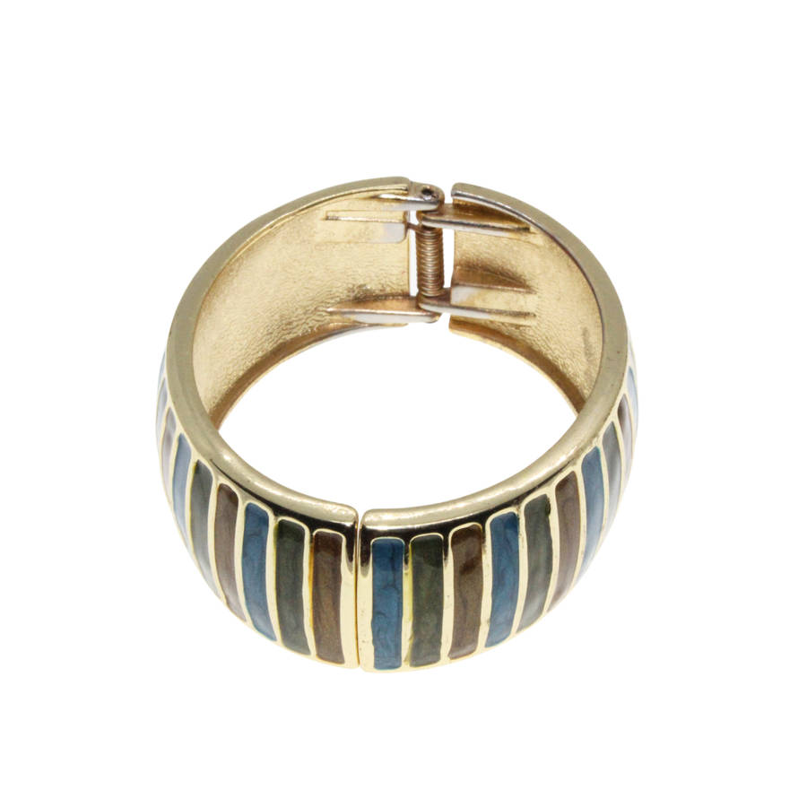 Bangle - Gold Tone Cuff Design . Multiple Enamel Colours - ML2822